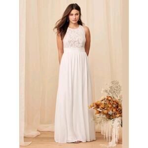 NWOT Lulu's Forever and Always White Lace Maxi Dress Women's Size Small Bridal